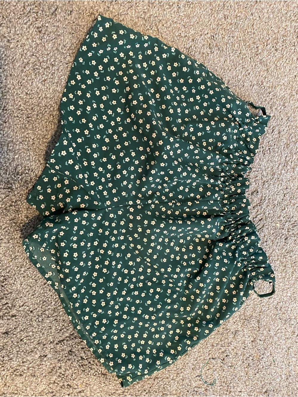 ROMWE Teal Floral Elastic Waist Shorts